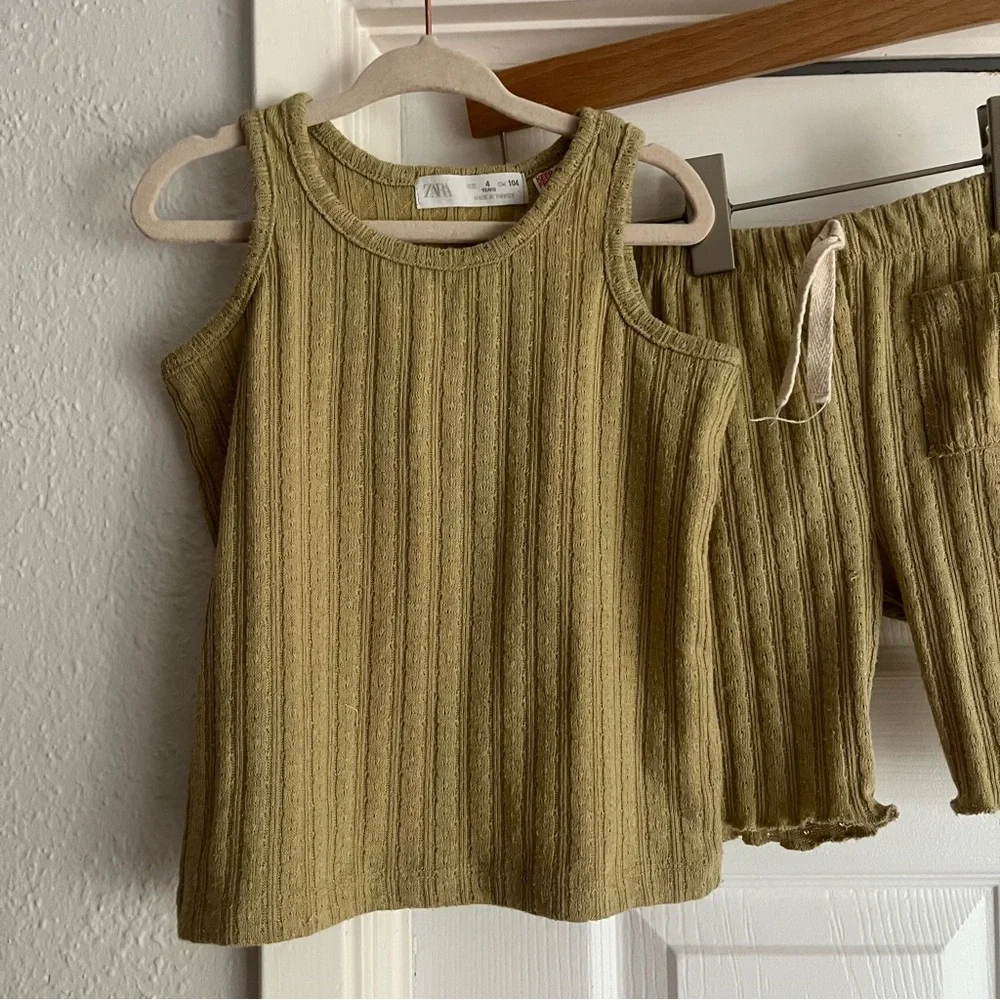 Zara Timeless Collection Ribbed Knit Tank and Shorts Set